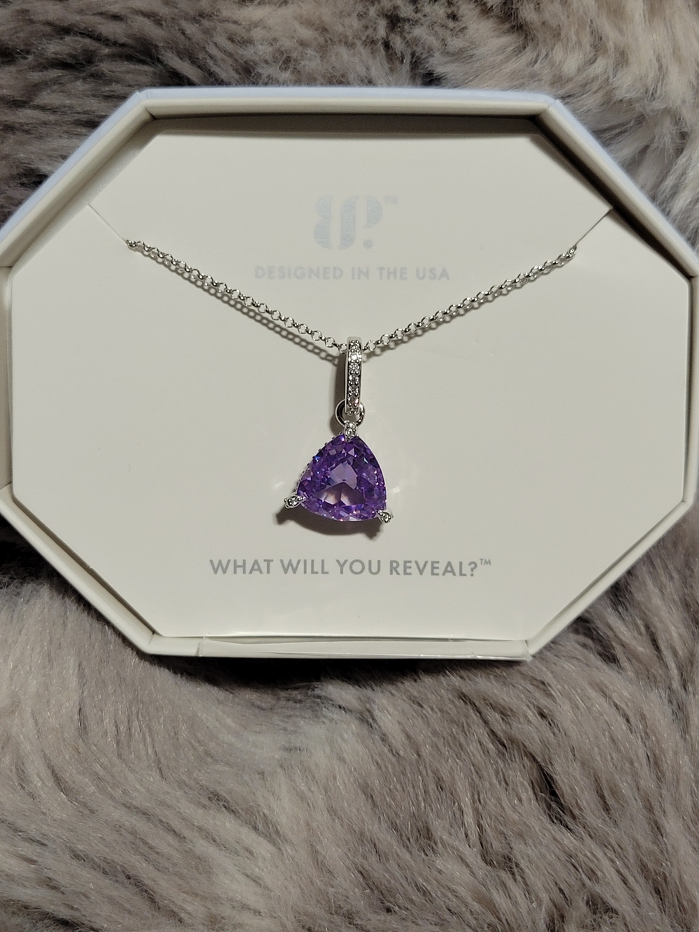 Purple Trillion-Cut Pendant Necklace by IP
